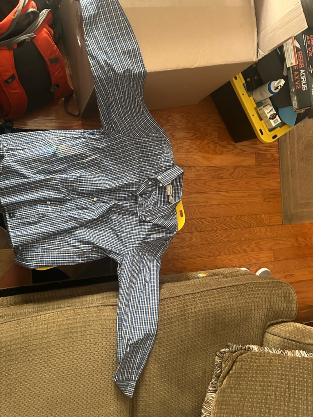 Dockers Blue Plaid Long-Sleeve Button-Down Shirt